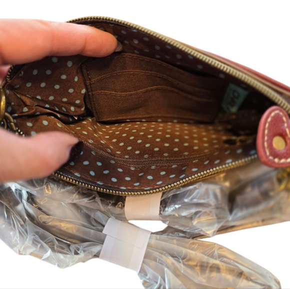 Chala Chevron Cross Burgundy Vegan Leather Mini Crossbody Bag - Picture 5 of 15